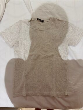 Brandy Melville Heathered Beige/Cream Short Sleeve Tee